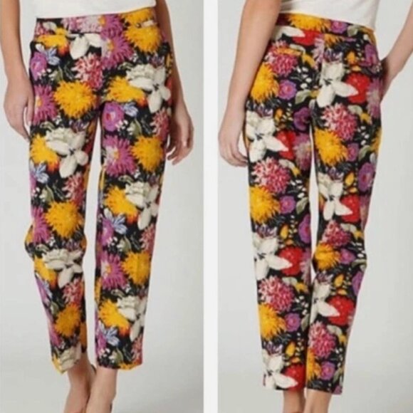 Anthropologie Elevenses Bold Floral Trousers Pants Bohemian Boho Chic size 6 - Picture 1 of 15